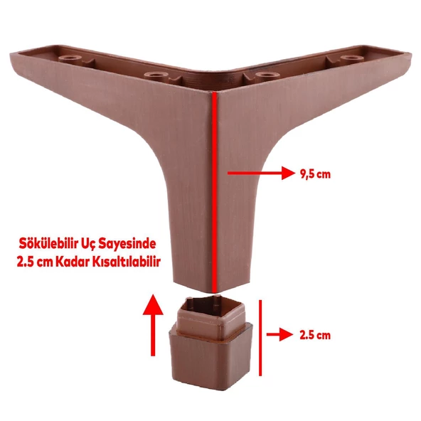 Sedef Lüks Mobilya Kanepe Sehpa Tv Ünitesi Koltuk Ayağı 12 Cm Ceviz Ahşap Desenli Ayakları (4 ADET) - 6