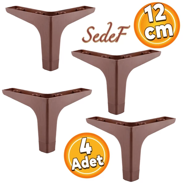 Sedef Lüks Mobilya Kanepe Sehpa Tv Ünitesi Koltuk Ayağı 12 Cm Ceviz Ahşap Desenli Ayakları (4 ADET)
