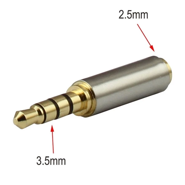 3.5mm Erkek to 2.5mm Dişi Kulaklık Çevirici Jack Altın Uç - 4