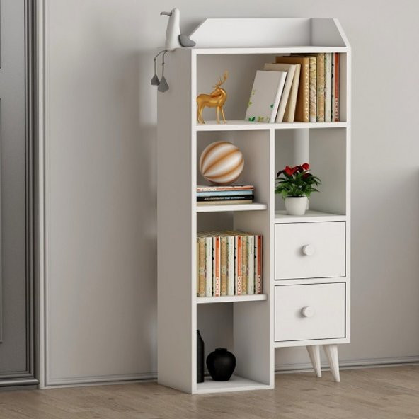 BMdekor Kitaplık Zerda Beyaz - 2
