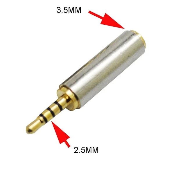 2.5mm (Erkek) to 3.5mm (Dişi) Kulaklık Çevirici Jack Altın Uç - 4