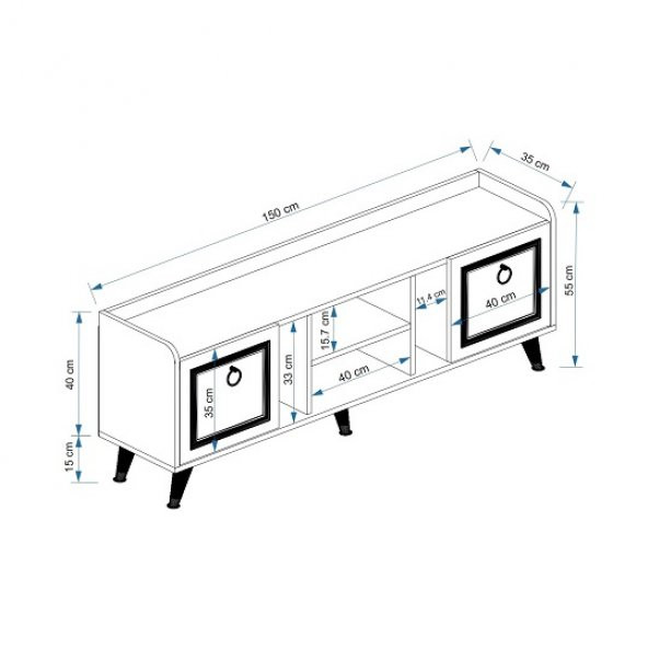 BMdekor TV Sehpası Raks Ceviz 150 cm - 5