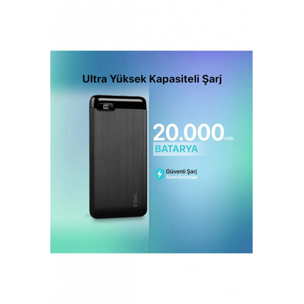Ttec PowerSlim LCD 20.000 mAh Taşınabilir Şarj Aleti / Powerbank USB-C Giriş/Çıkış 2BB184S - 2