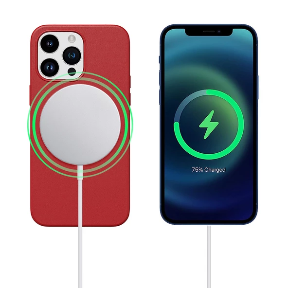 iPhone 13 Pro Max Magsafe Özellikli Leather Deri Kılıf - 9