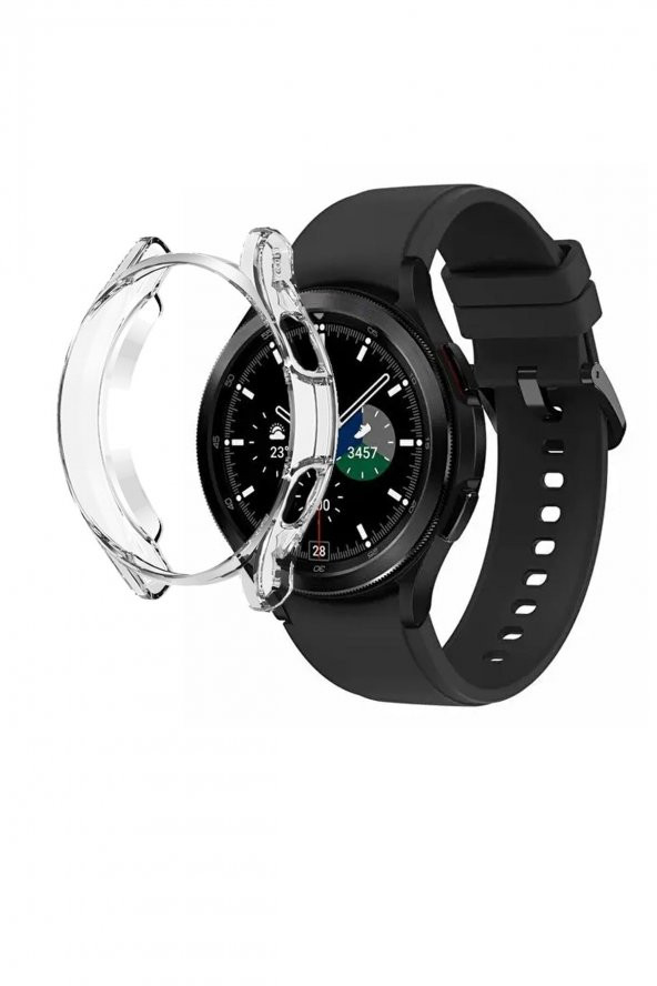 Samsung Galaxy Watch 4 44mm Uyumlu Önü Kapalı Silikon Ekran Ve Kasa Koruyucu Kılıf