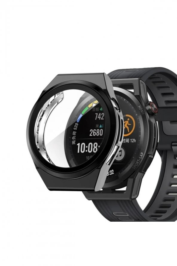 Huawei Watch Gt Runner Uyumlu Önü Kapalı Silikon Ekran Ve Kasa Koruyucu Kılıf