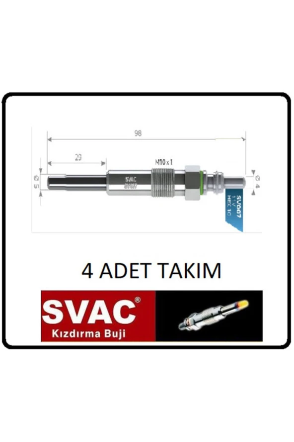 Kızdırma Bujisi A2 1.4d A3 1.9d Frontera 2.5d Takım 4 Ad Sv007 Oem No: N10579201