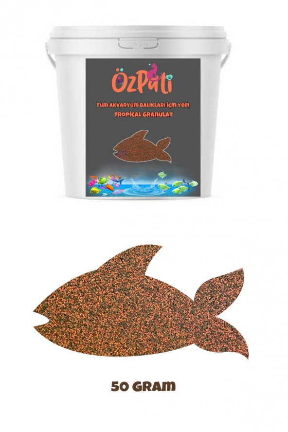 Tüm Akvaryum Süs Balıkları İçin Özel Karışık Yem ( Tropical Granulat ) 50 Gram