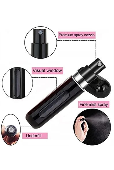2 Adet Parfüm Şişesi Taşınabilir Mini Doldurulabilir  Atomizer Parfüm Şişeleri Boş Küçük - 3