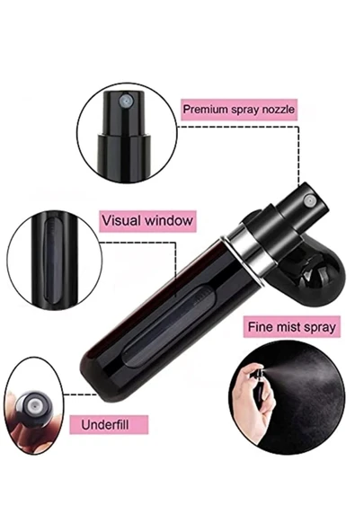 5 Adet Parfüm Şişesi Taşınabilir Mini Doldurulabilir  Atomizer Parfüm Şişeleri Boş Küçük - 3