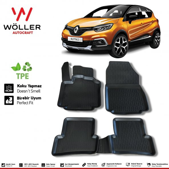 Renault Captur Paspas 2013 Sonrası 3d Havuzlu Wöller Paspas