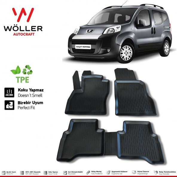 Peugeot Bipper Paspas 2008 Sonrası 3d Havuzlu Wöller Paspas