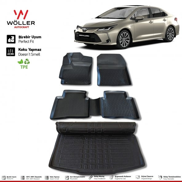 Toyota Corolla Paspas Bagaj Havuzu Set 2019 2023 Arası 3D Wöller Ultraflex Set - 1