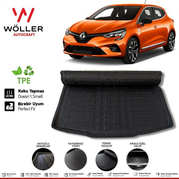 Renault Clio 5 Bagaj Havuzu 2019 Sonrası 3D Wöller Ultraflex Esnek