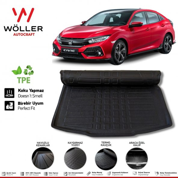 Honda Civic FC5 Hb Bagaj Havuzu 2016 Sonrası 3D Wöller Ultraflex Esnek