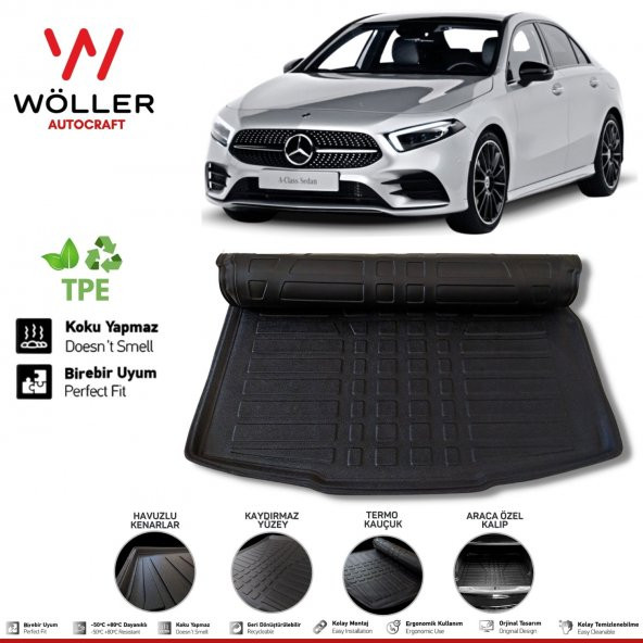 Mercedes A Sedan Bagaj Havuzu W177 2018 Sonrası 3D Wöller Ultraflex Esnek