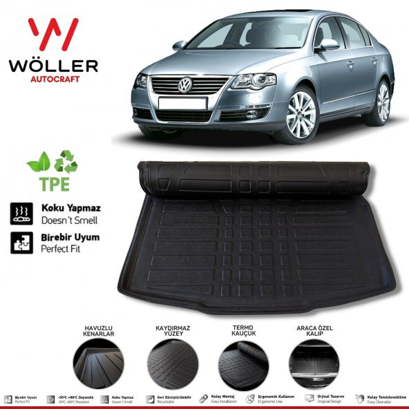 Vw Passat B6 Bagaj Havuzu 2005 2010 Arası 3D Wöller Ultraflex Esnek