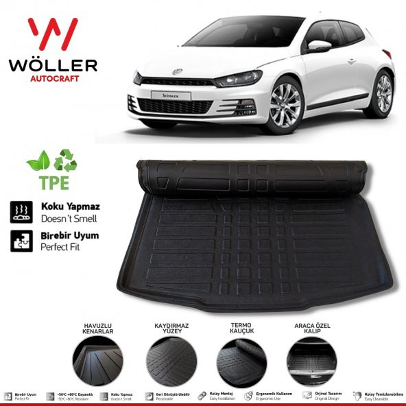 Volkswagen Scirocco Bagaj Havuzu 2009 Sonrası 3D Wöller Ultraflex Esnek