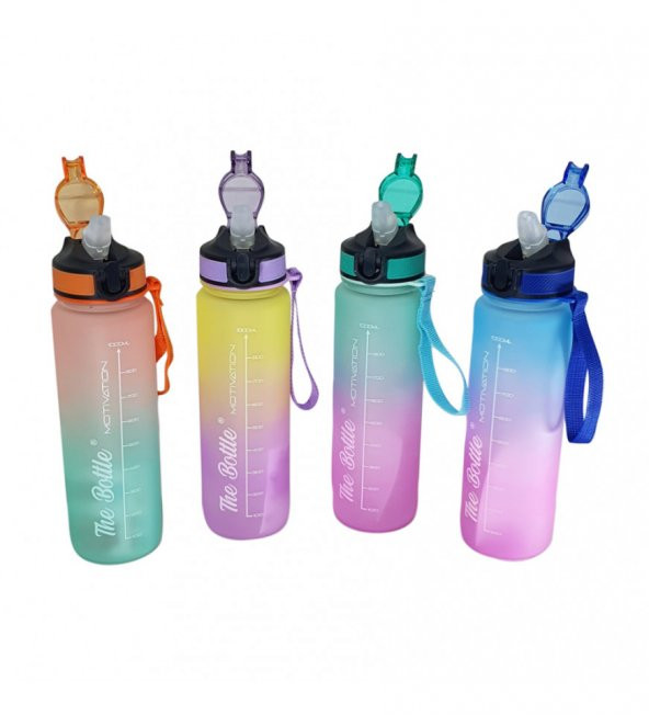 Pipetli, Çift Renkli, Mika Motivasyon Matarası 1 Lt HK2735 - 2