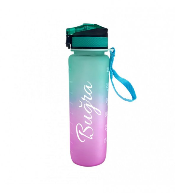 Kişiye Özel Pipetli, Çift Renkli, Mika Motivasyon Matarası 1 Lt HK2736 - 7