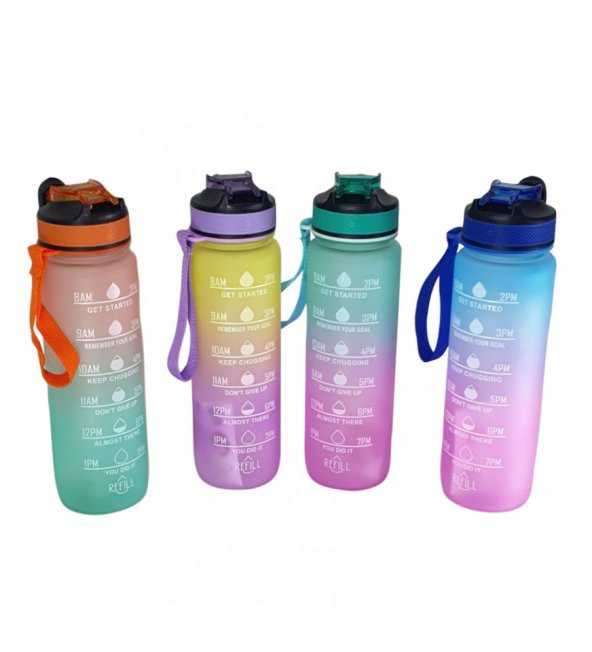 Pipetli, Çift Renkli, Mika Motivasyon Matarası 1 Lt HK2735 - 3