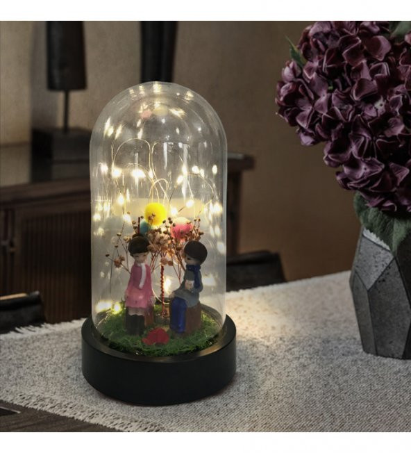 Sevgili Çift Işıklı Büyük Boy Fanus HK2711 ürün görseli