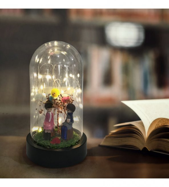 Sevgili Çift Işıklı Büyük Boy Fanus HK2711 - Resim 2