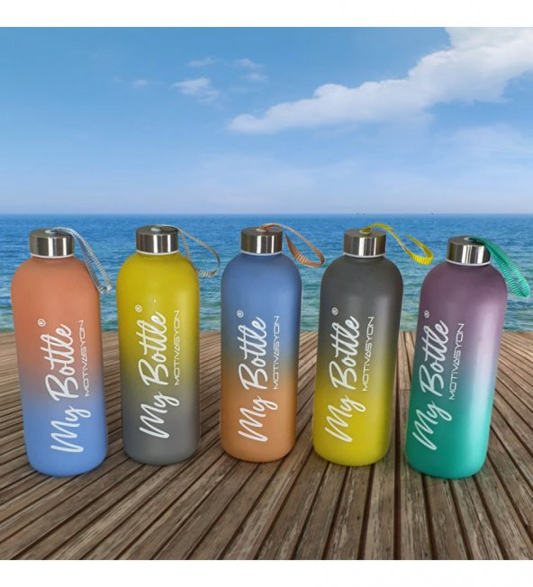 Renkli 1 LT Motivasyon Cam Su Matarası HK2704