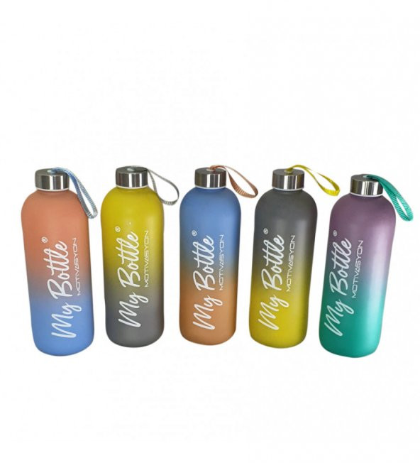 Renkli 1 LT Motivasyon Cam Su Matarası HK2704 - 7