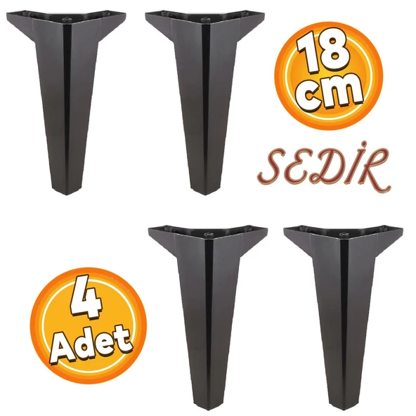 Sedir Lüks Mobilya Kanepe Tv Ünitesi Koltuk Ayağı 18 Cm Siyah Konsol Ayakları 4 Adet