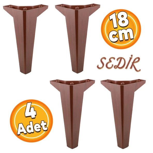 Sedir Lüks Mobilya Kanepe Tv Ünitesi Koltuk Konsol Ayağı 18 Cm Ahşap Desenli Ayakları 4 Adet