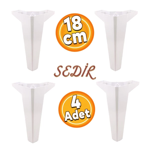 Sedir Lüks Mobilya Kanepe Konsol Tv Ünitesi Koltuk Ayağı 18 Cm Beyaz Ayakları 4 Adet