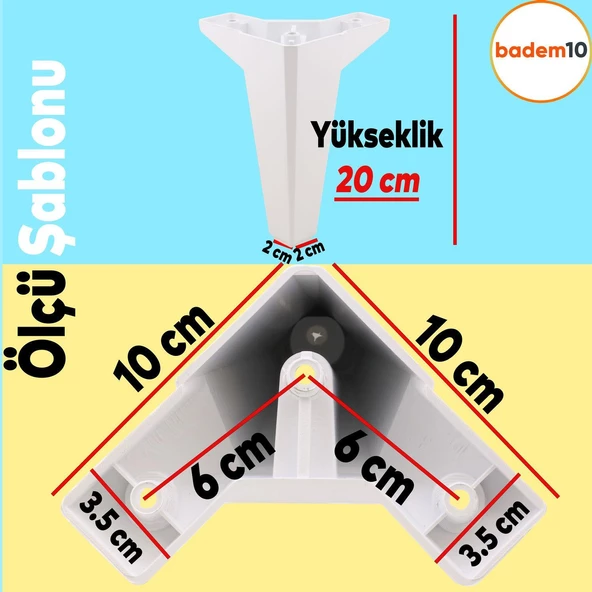 Sedir Lüks Mobilya Kanepe Konsol Tv Ünitesi Koltuk Ayağı 20 Cm Beyaz Ayakları 4 Adet - 3