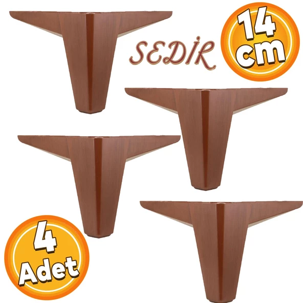 Sedir Lüks Mobilya Kanepe Tv Ünitesi Koltuk Ayağı 14 Cm Ahşap Desenli Kahverengi Ayakları 4 Adet