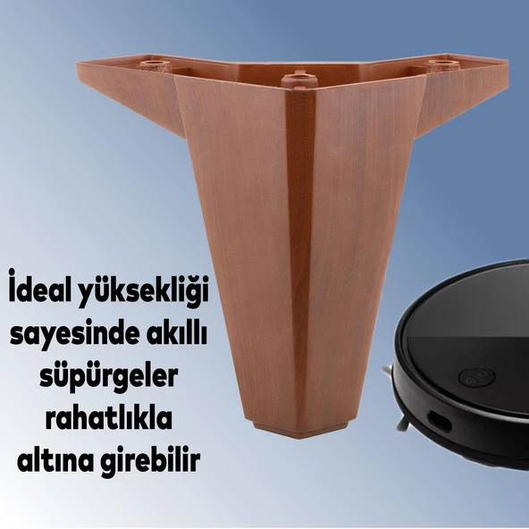Sedir Lüks Mobilya Kanepe Sehpa Tv Ünitesi Koltuk Ayağı 12 Cm Ahşap Desenli Baza Ayakları 4 Adet - 4
