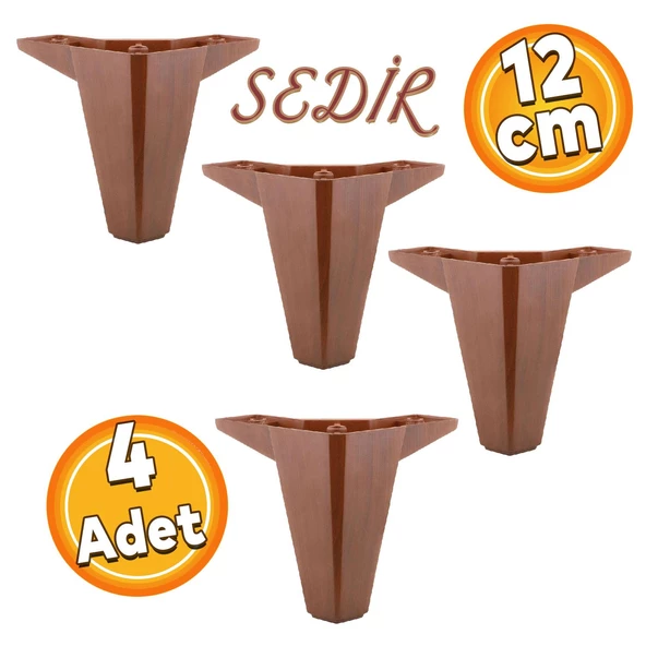 Sedir Lüks Mobilya Kanepe Sehpa Tv Ünitesi Koltuk Ayağı 12 Cm Ahşap Desenli Baza Ayakları 4 Adet