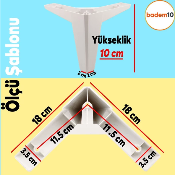 Sedir Lüks Mobilya Kanepe Sehpa Tv Ünitesi Koltuk Ayağı 10 Cm Beyaz Baza Ayakları 4 Adet - 2