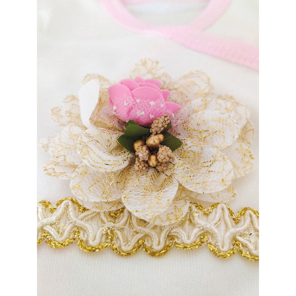 Hastane Çıkışı 10 Parça Yeni Doğan Bebek Kıyafeti Pembe Doğal Pamuklu Bebek Giyim Seti - 4