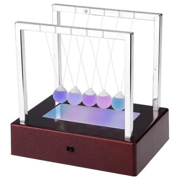 Renkli Işıklı Newton Beşiği Denge Balans Topları Pilli 15 cm