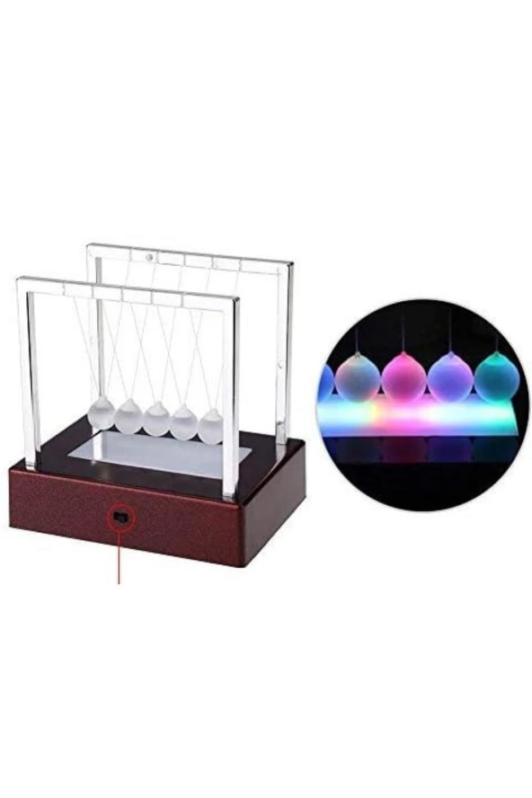 Renkli Işıklı Newton Beşiği Denge Balans Topları Pilli 15 cm - 9