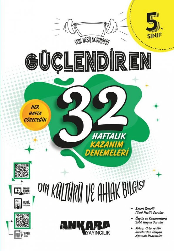 Ankara Yayıncılık 5. Sınıf Din Kültürü ve Ahlak Bilgisi Güçlendiren 32 Haftalık Kazanım Denemeleri