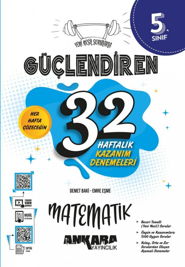 Ankara Yayıncılık 5. Sınıf Matematik Güçlendiren 32 Haftalık Kazanım Denemeleri