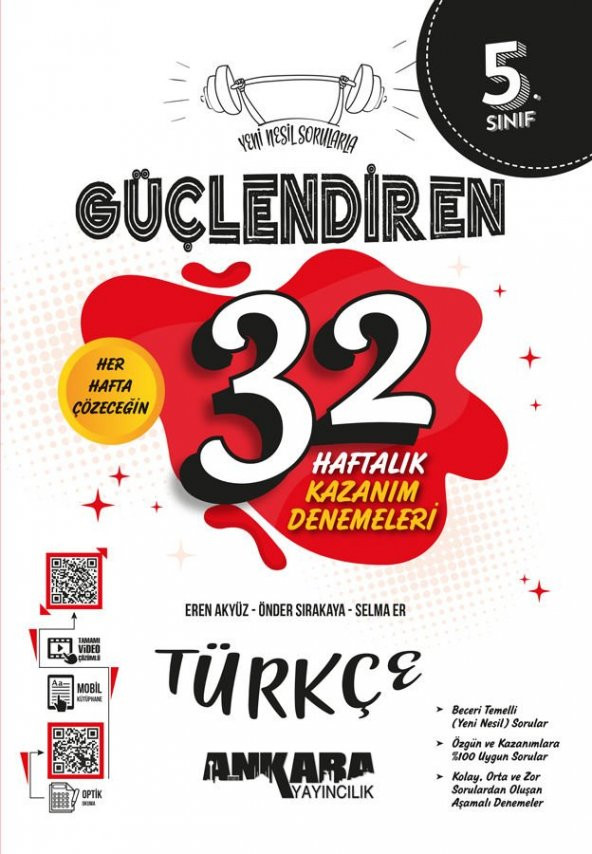 Ankara Yayıncılık 5. Sınıf Türkçe Güçlendiren 32 Haftalık Kazanım Denemeleri