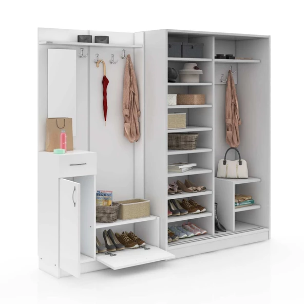 ABRE vm-36300 BEYAZ VESTİYER PORTMANTO AYAKKABILIK - 4