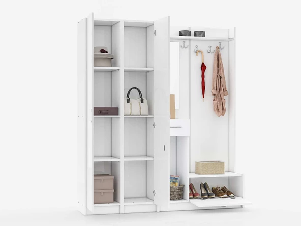 ABRE vm-343736 BEYAZ VESTİYER PORTMANTO AYAKKABILIK - 4