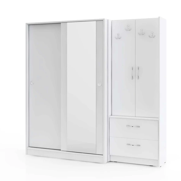 abre vm-300348 BEYAZ VESTİYER PORTMANTO AYAKKABILIK - 3