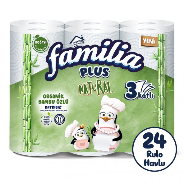 Familia Plus Natural Kağıt Havlu 24 Rulo (6 Rulo x 4 Paket)