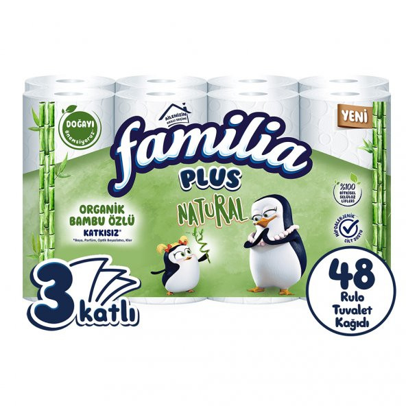 Familia Plus Natural Tuvalet Kağıdı 48 Rulo (16 Rulo x 3 Paket)