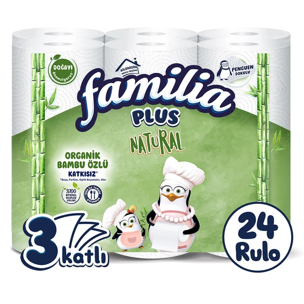 Familia Plus Natural Kağıt Havlu 24 Rulo (6 Rulo X 4 Paket)