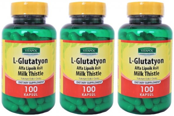 Vitapol L-Glutatyon 500 Mg 3x100 Kapsül Deve Dikeni Enginar Alfa Lipoik Asit L-Glutathione